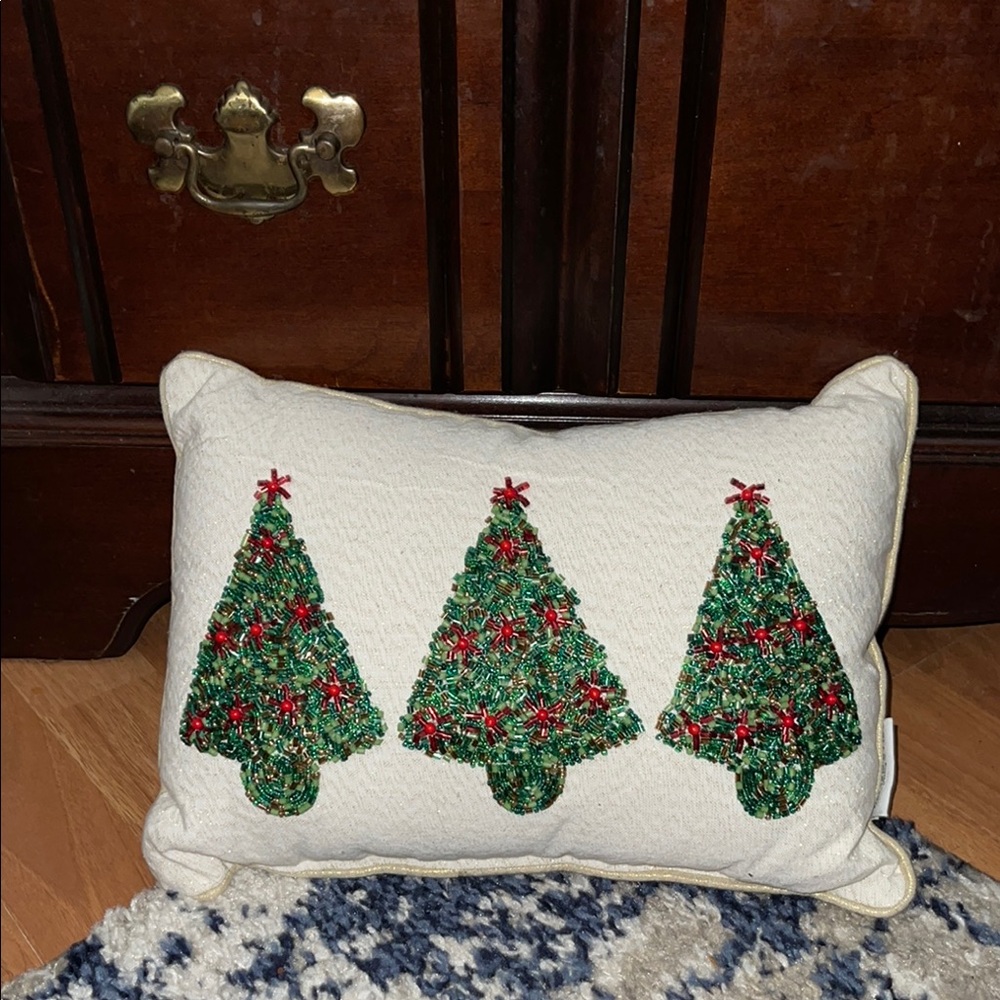Beaded Christmas Tree Pillow